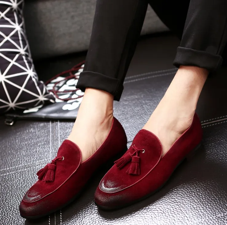 strapless open back dress Mens Red Suede Wingtip Dress Shoes main image 1