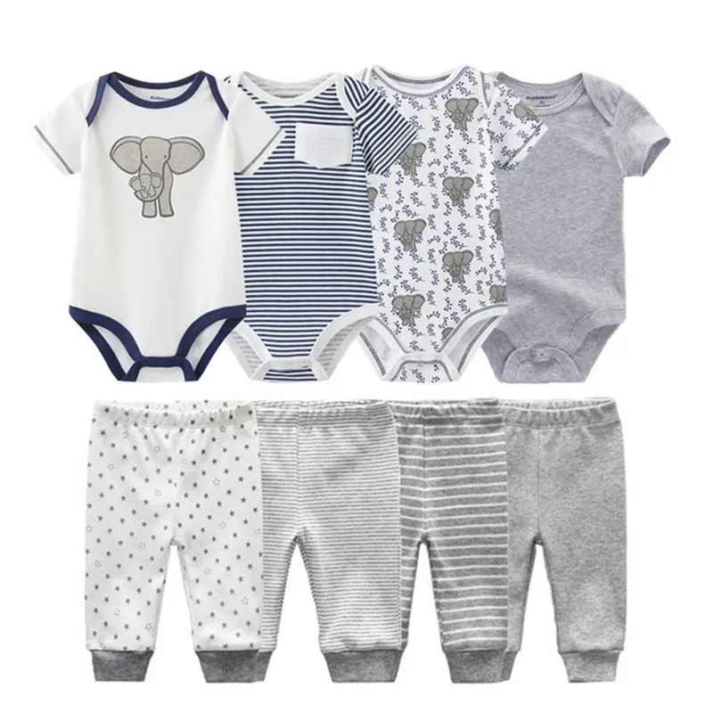Unisex Newborn Clothes Set Soft Cotton Bodysuits & Pants for Baby 0 — free download