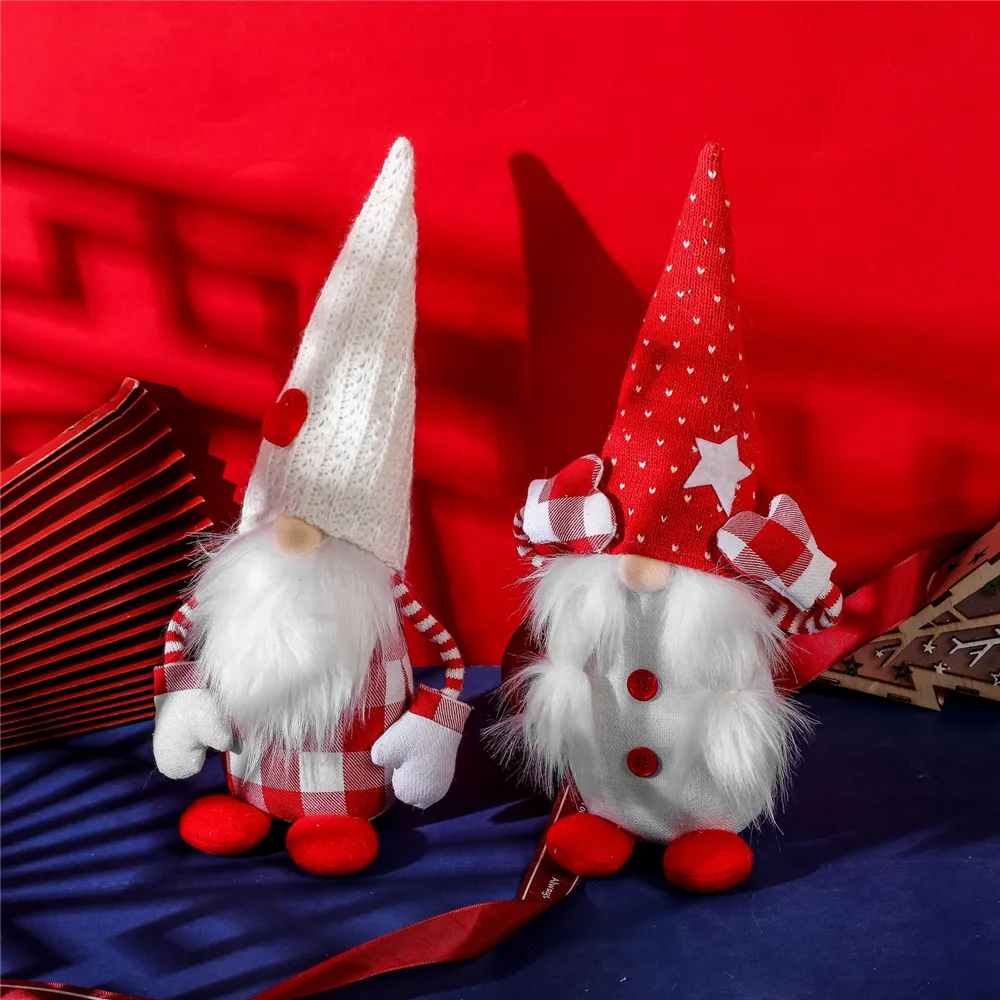 Jul Gnomes Plush Elf Dekorationer Handgjorda Skandinaviska Tomte Nordic Nisse Hem Hushåll Ornament PHJK2109