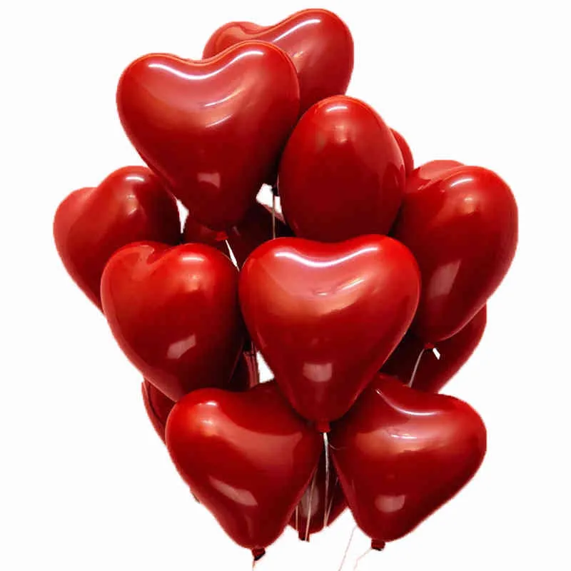 50 sztuk / partia 10 cali Ruby Red Love Heart Okrągły Party Dekoracji Helu Dwuosobowywane Lateksowe Balony Walentynki Romantyczny Wedding Urodziny Decor JY0935