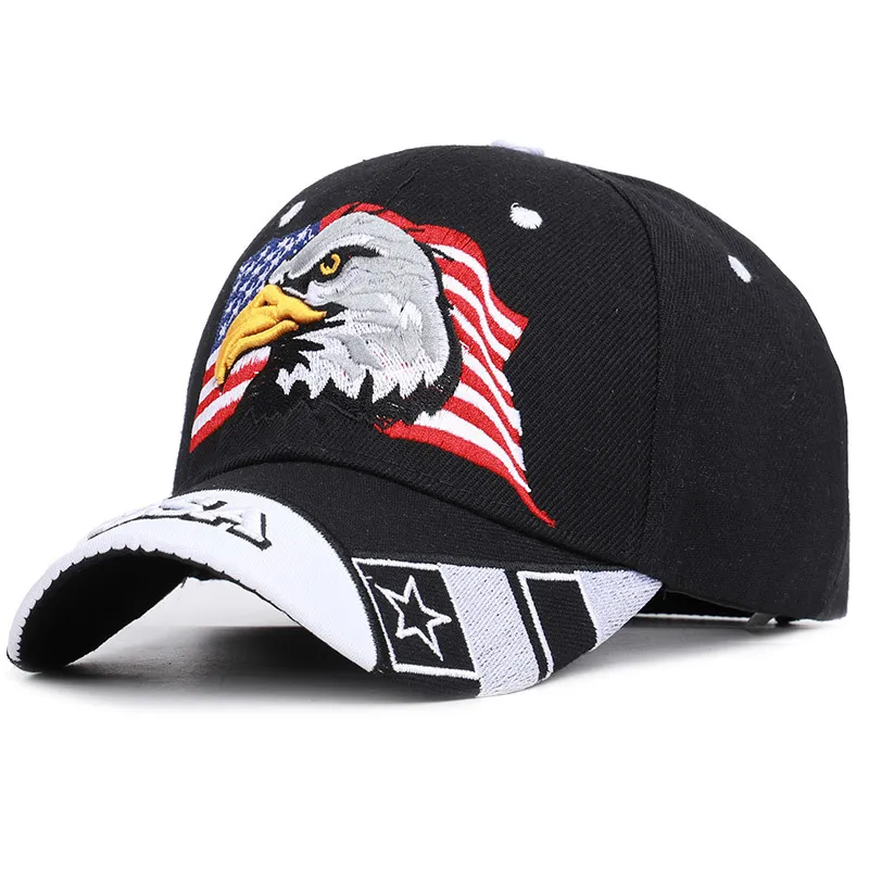 new Patriotic American Eagle and American Flag Baseball Cap USA Bald Eagle  3D Embroidery Snapback Hats Men Cap