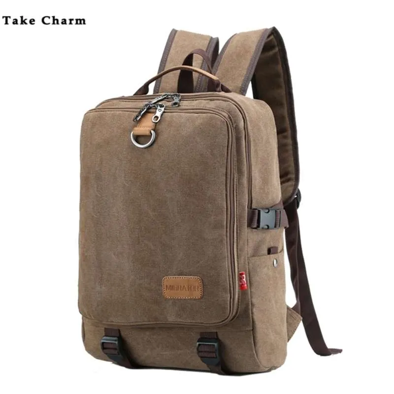 Canvas Casual Business Mens Laptop Backpack Brand Trend Simple Male Travel Backpack Durable School Bag Sport Bag Boy 210929