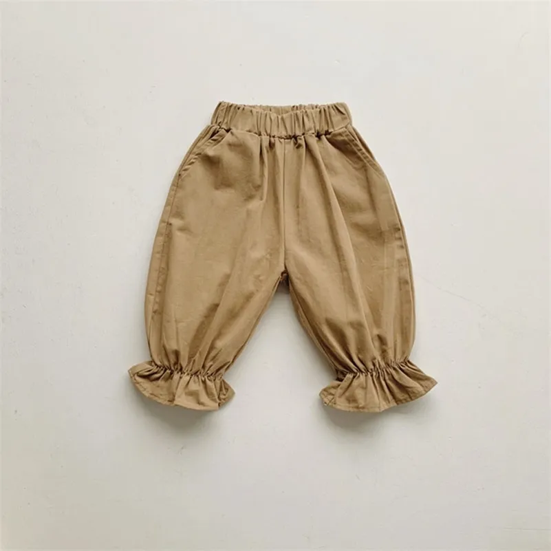 MILANCEL 2021 Spring New Kids Pants Korean Calf Length For Boys And Girls Khaki Loose Pants 210303