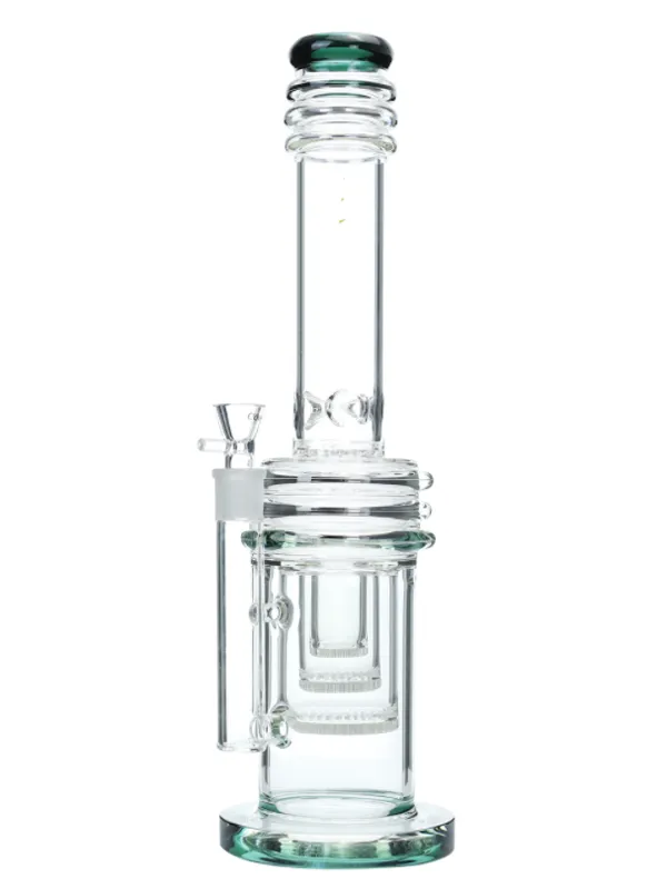 Vintage tsunami 14inch Drie honingraat Groen Glass Bong Water Hookah Pipe Dab Rig Art met percolator 18 mm vrouwelijk gewricht