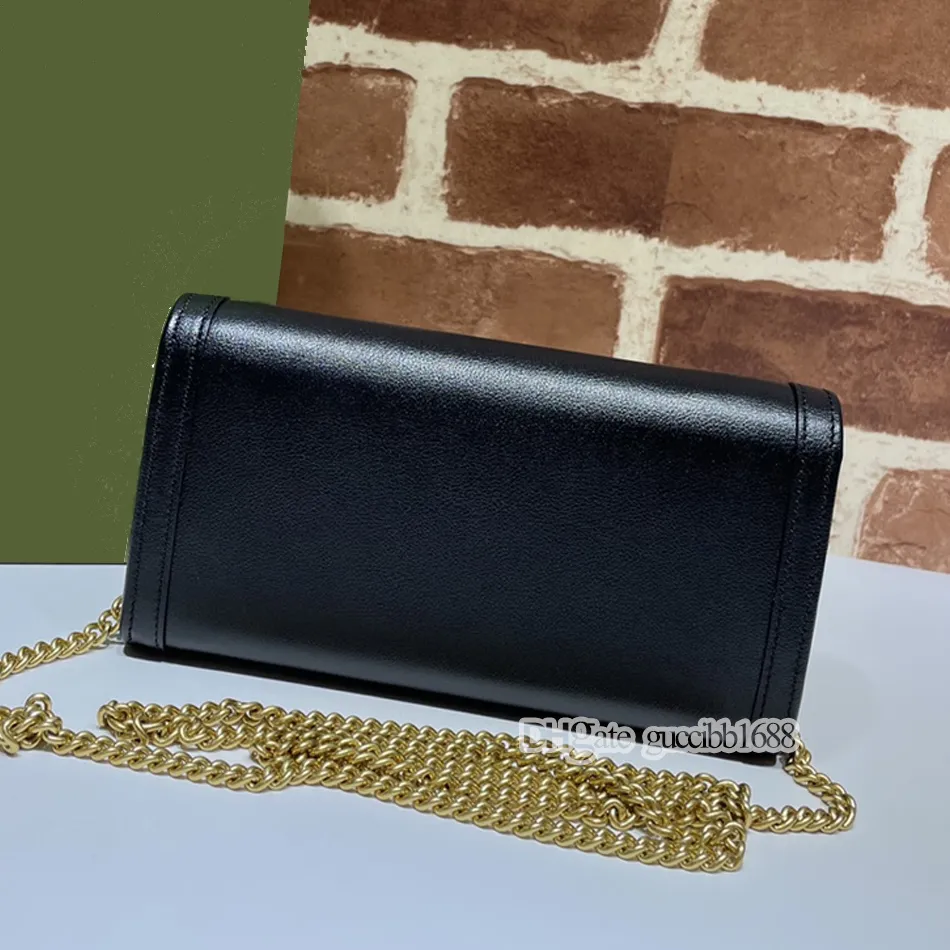 Lyxväskor Kvinnor Designer Plånböcker Kreditkortshållare Cross Body äkta läder kohud plånbok på kedjemyntväska svart liten mode axelväska