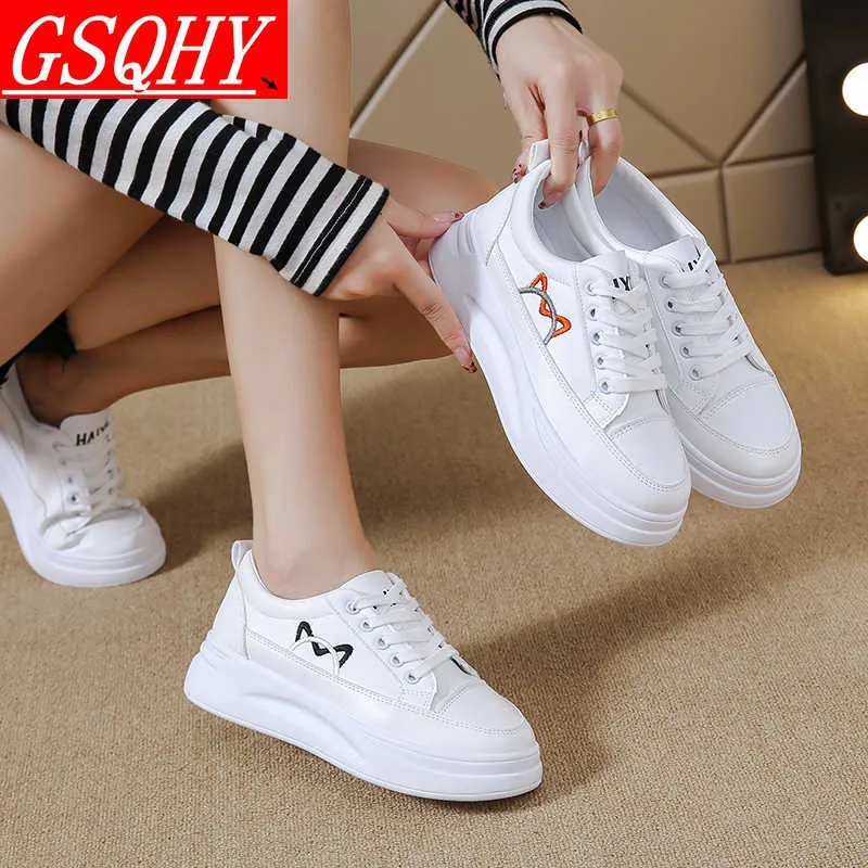 2021 New Fashion Lace Up Womens Sports Shoes Gsqhy White Canvas