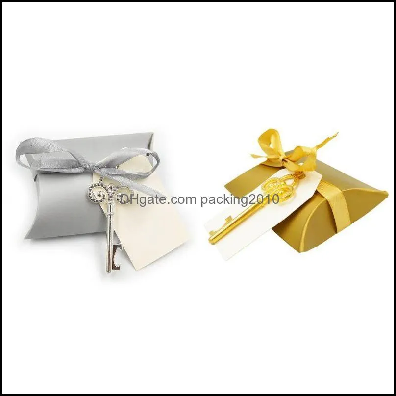 Pcs/Set Creative Bottle Openers With Candy Box Key Paper Tag Ribbon For Wedding Party Festive Souvenir Gift Supply Wrap