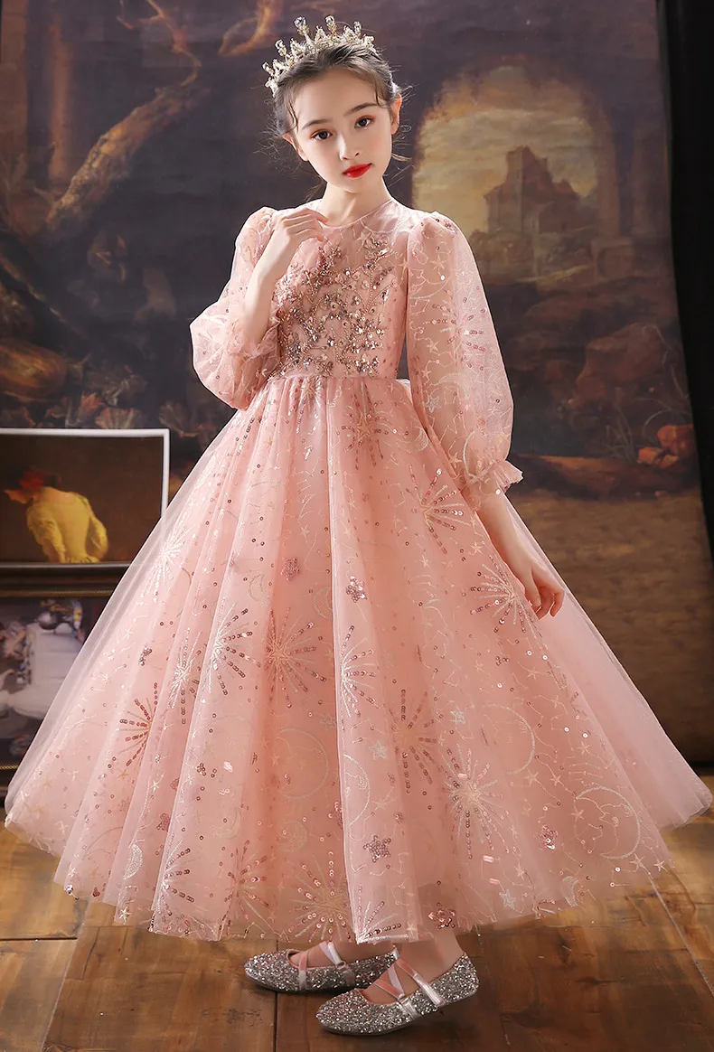 1 Year Birthday Dress India Baby Girl Long Sleeve Party Dresses Girls  Princess Sequins Dresses Kids