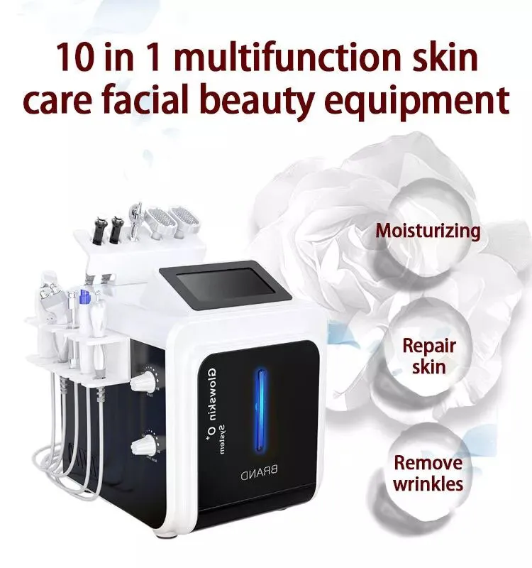 Multifunction 10 em 1 Diamond Peeling Hydra Dermabrasion Cleansing Face Microdermoabrasão Hidrofacial Bio-Foton RF Oxigênio Jet Aqua Máquina Facial