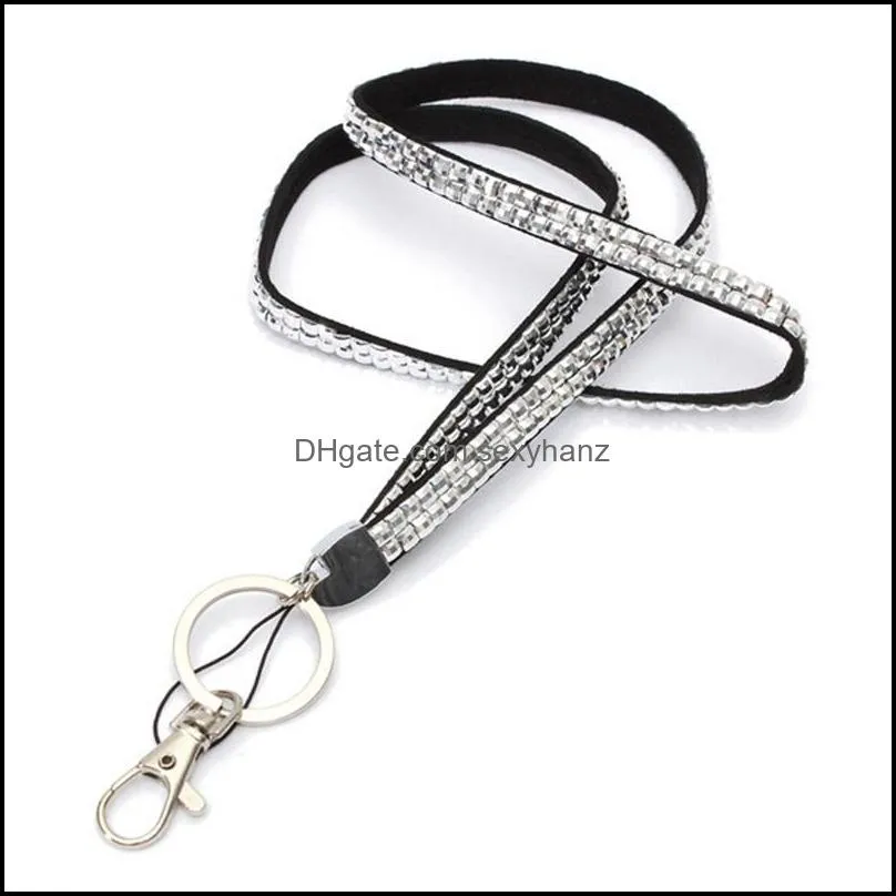 Bling Lanyard Crystal Rhinestone Necklace Chains with Claw clasp ID Badge Holder for Cell Phone Straps Charms 945 B3