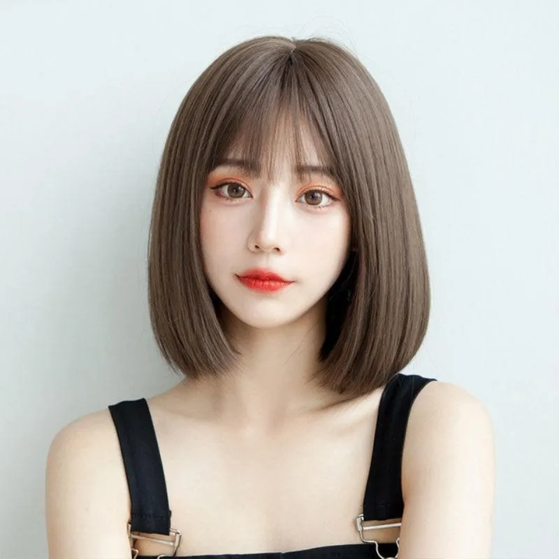 Amazon.co.jp: カツラ 前髪の短い巻き毛のかつら、女性のための