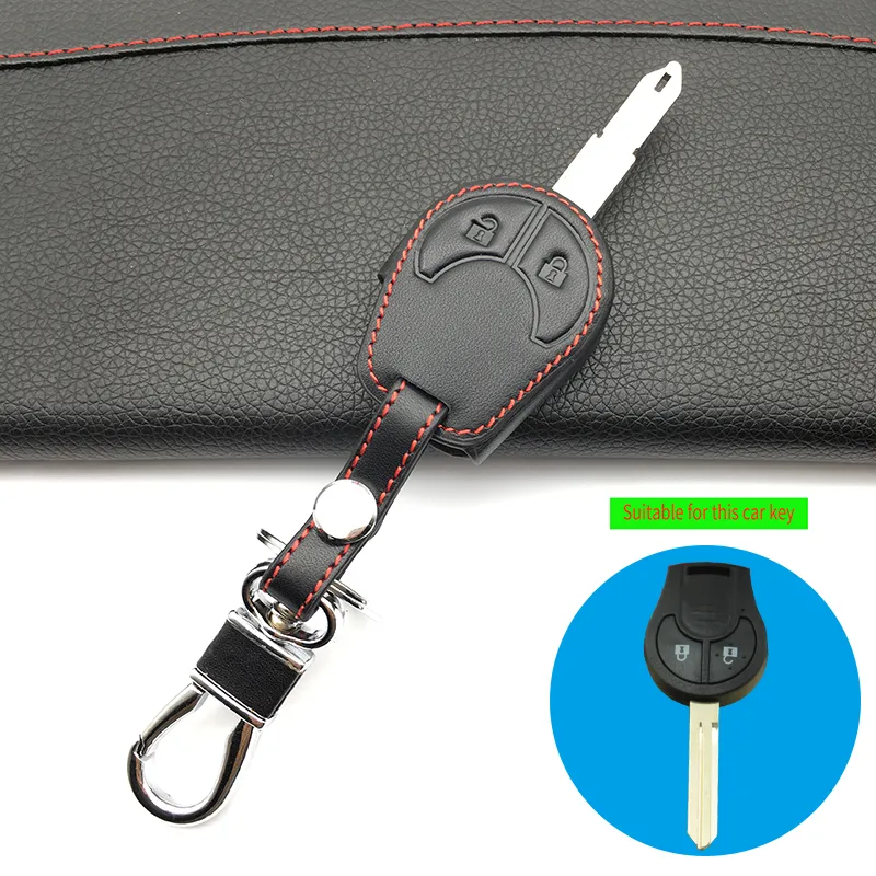 Capa de chave de carro de couro genuíno remoto Fob para Nissan Juke note Cube Micra Qashqai Key cases Capa de teclado Acessórios de automóvel3021