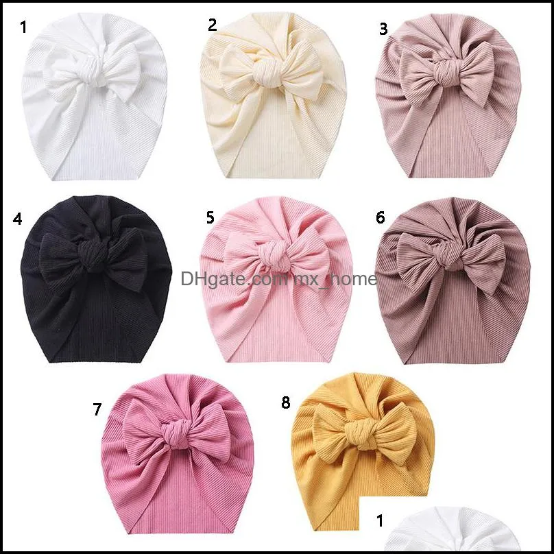 Newborn Baby Knot Turban Hat Knotted Bow Head Wrap Soft Cotton Headband Caps Kids Infant Toddler Hair Band Headdress 8 colors Z4852