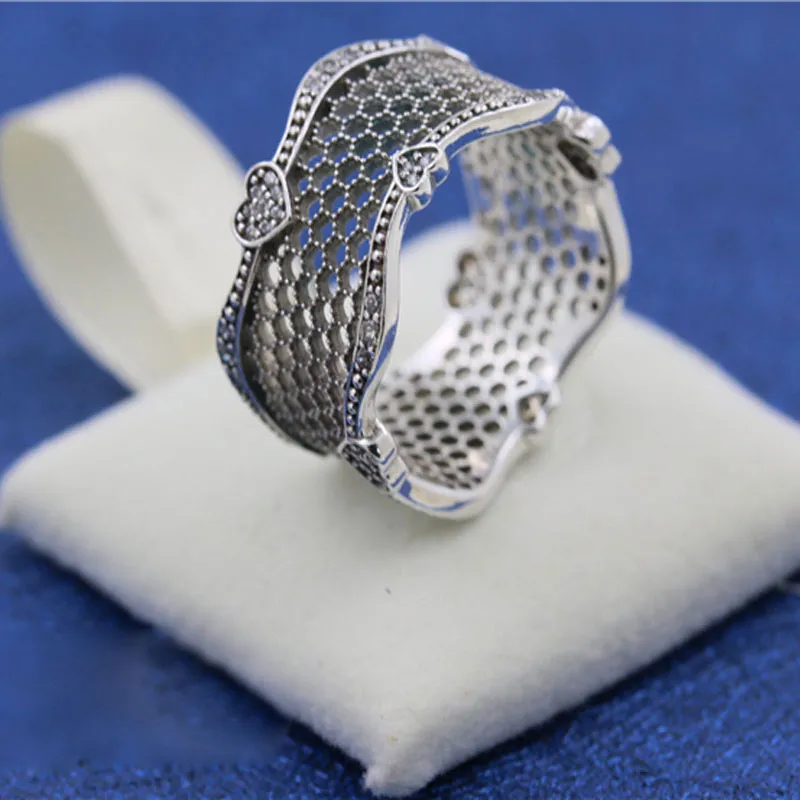 Pandora pave online hearts lace ring