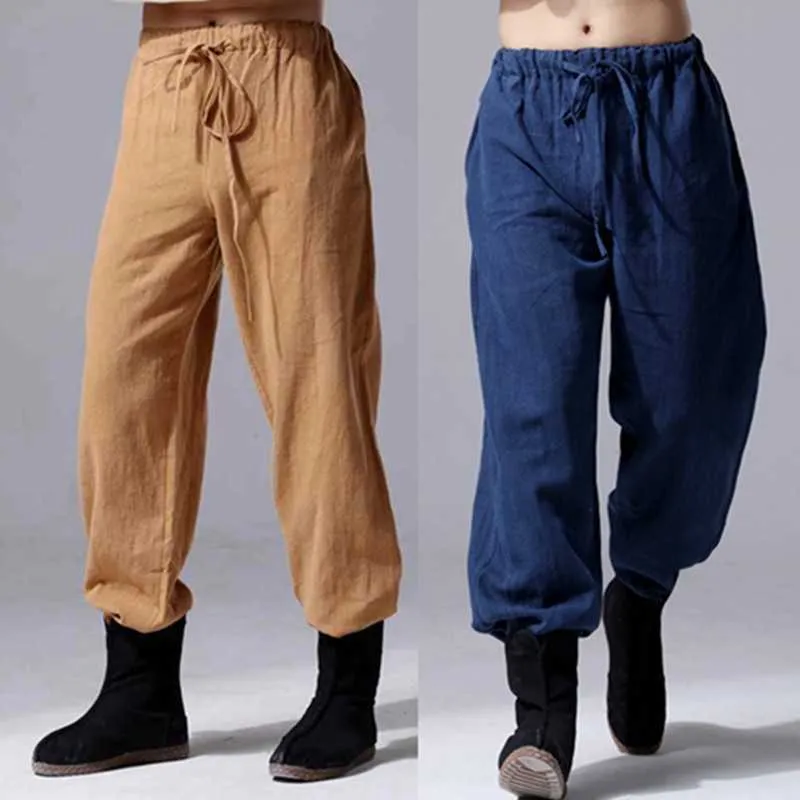 2020 Fashion Men linen pants Comfortable Male trousers pants casual straight pants plus size M-5XL 6XL Black White Navy Blue X0615