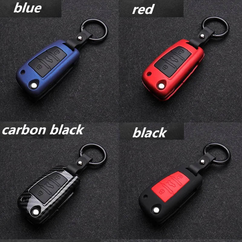 الملونة ABS الكربون ألياف السيليكا هلام السيارة مفتاح القضية ل أودي c6 a7 a8 r8 a1 a3 a4 a5 q7 السيارات حامل التصميم غطاء قذيفة accessorie