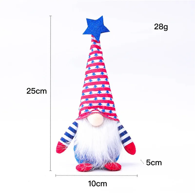 Patriotic Gnome American Independence Day Dwarf Doll 4th of July Gift Stars and Stripes Handmade Scandinavian Ornaments Kids Doll