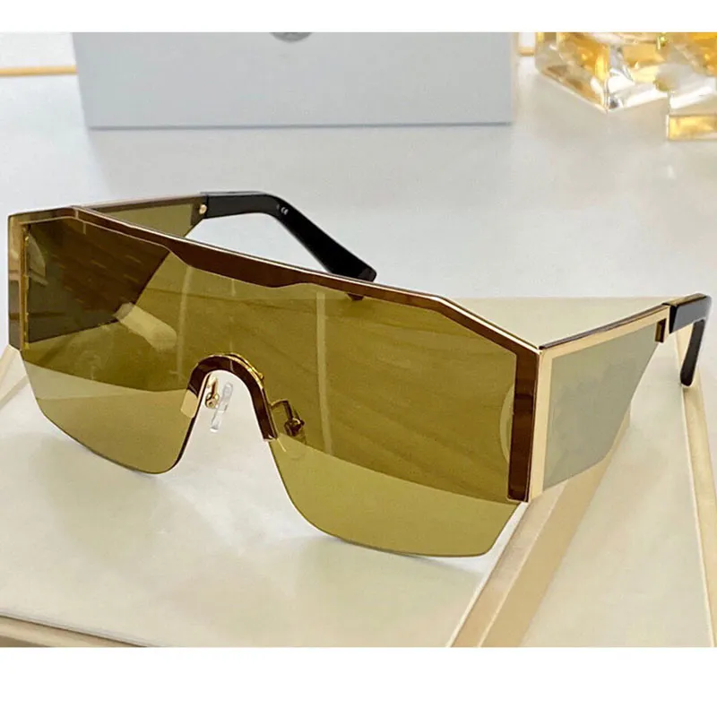 Projektant Okulary 2220 Męskie Klasyczna Metalowa Pół Ramki Złoty Żółty Ultra-Dalian Body Soczewki Szerokie Świątynie Przykryj Narożniki Oczy Plaża Wakacje UV400 Ochrona