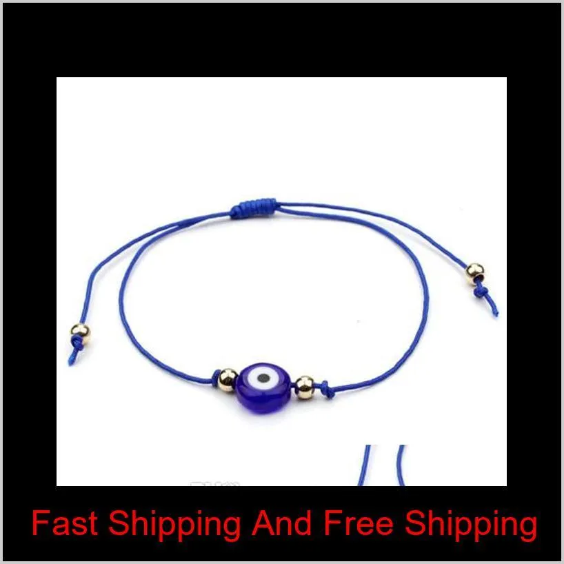 20pcs/lot lucky string evil eye lucky red cord adjustable bracelet diy jewelry