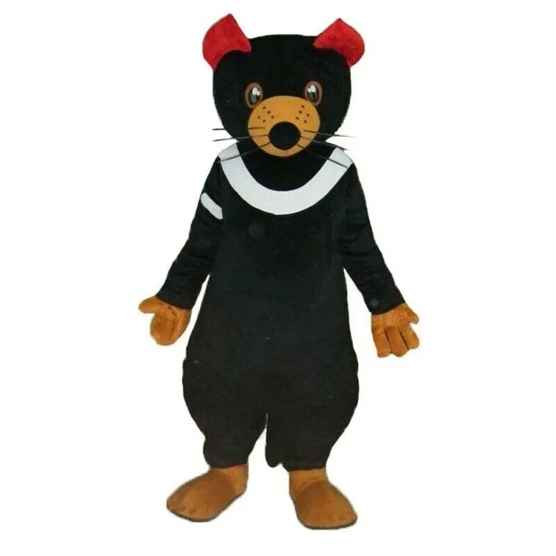 Prestanda Black Bear Mascot Kostymer Halloween Fancy Party Dress Cartoon Character Carnival Xmas Påskannonsering Födelsedagsfest kostym outfit