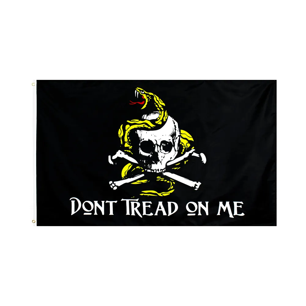 3x5fts 90x150cm bone black Skull Gadsden flag wholesale direct factory price 100% Polyester