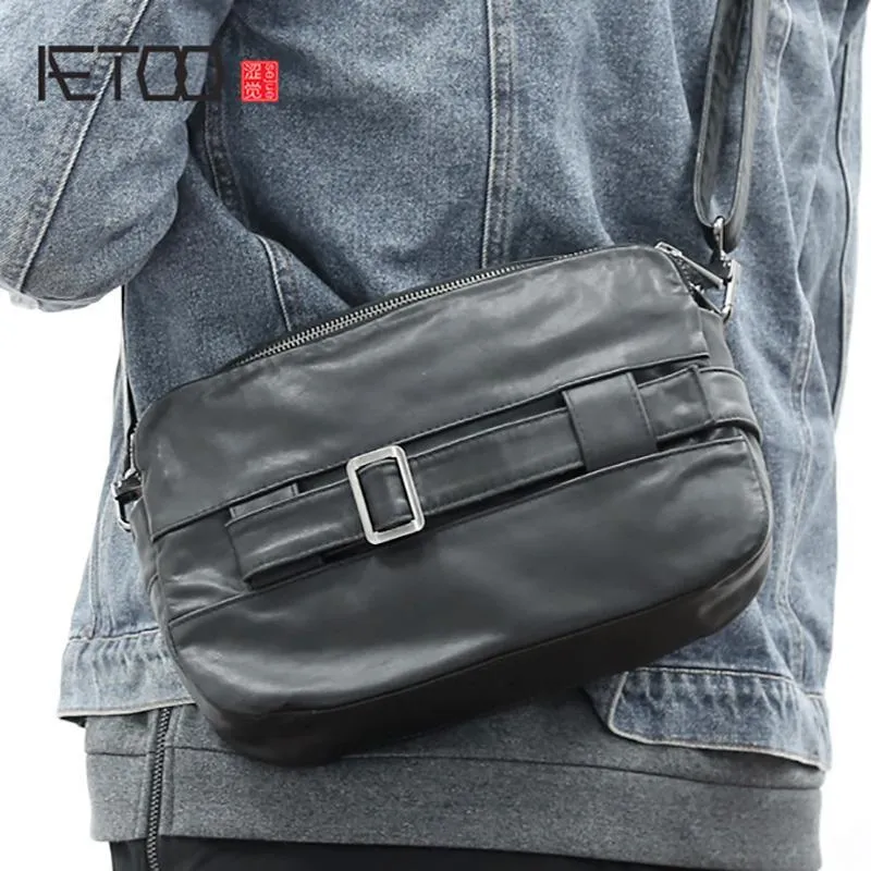 HBP AETOO Men's Multifunctional Leather Bags Handmade Casual Bag Single Shoulder Oblique Cross Handbag Male Han