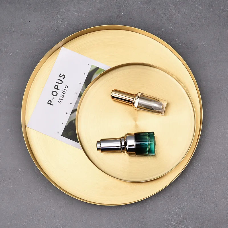 Diamètre de stockage en acier inoxydable en acier inoxydable rond doré 12.5cm 20cm 30cm pour boîte à bijoux cosmétique