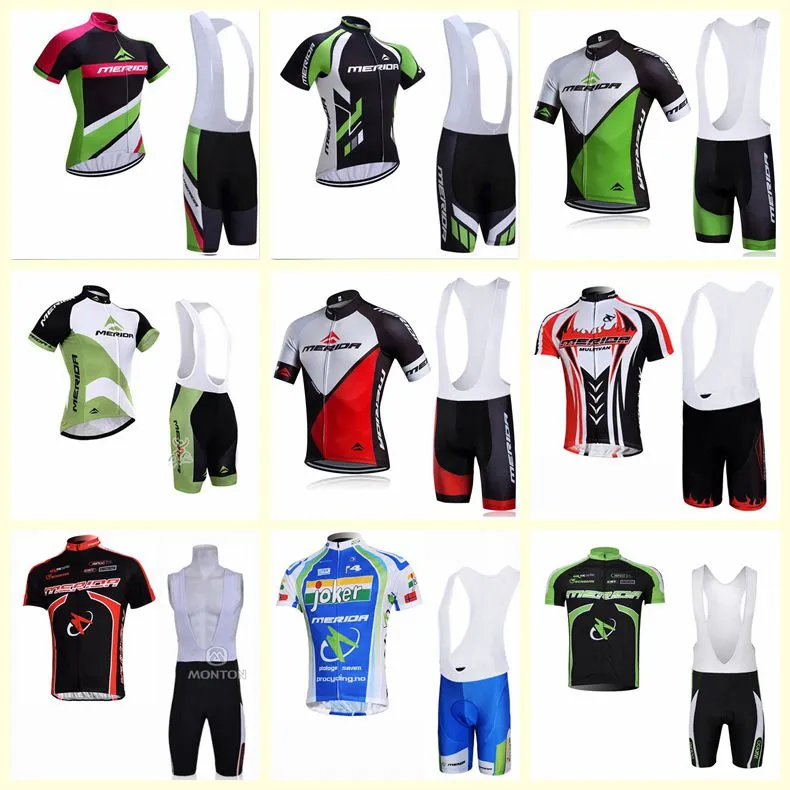 Equipo MERIDA Ciclismo Mangas cortas jersey bib shorts conjuntos Venta al por mayor 3D gel pad Marca superior Calidad Bike sportwear U80510