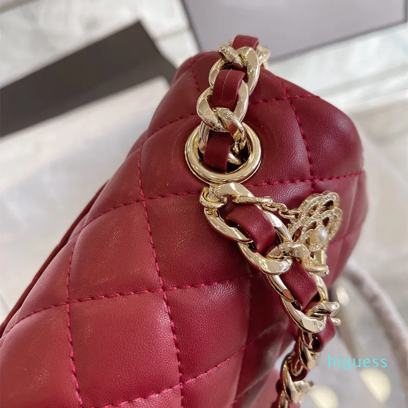 Designer- Mini borsa a tracolla da donna borse classiche pochette in pelle con portamonete con patta a catena dorata