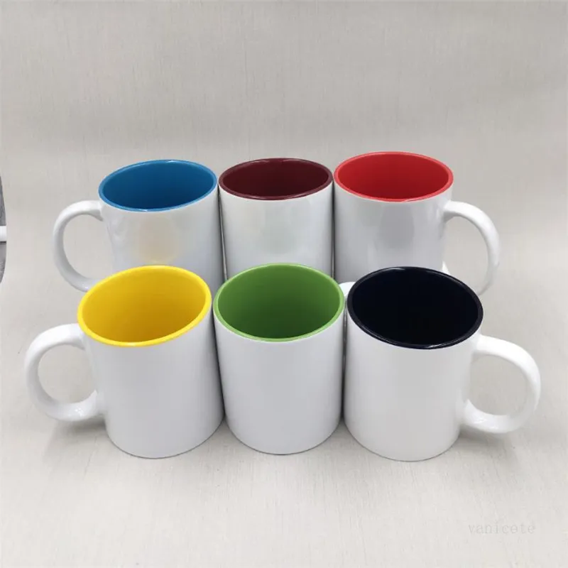 Sublimazione in bianco tazza in ceramica stampa a trasferimento termico tazza colore interno trasferimento stampa calore stampa tazza acqua mare shopping T9I001160