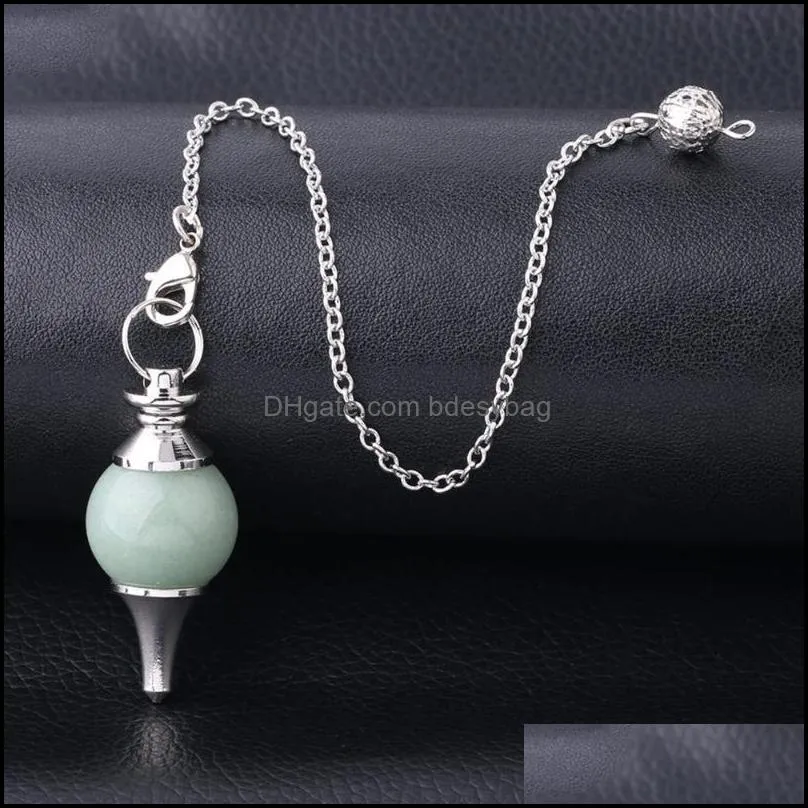 Charms Natural Stone Balance Reiki Pendant Round Dowsing Pendulum Divination Charm For Men Women Crystal Jewelry