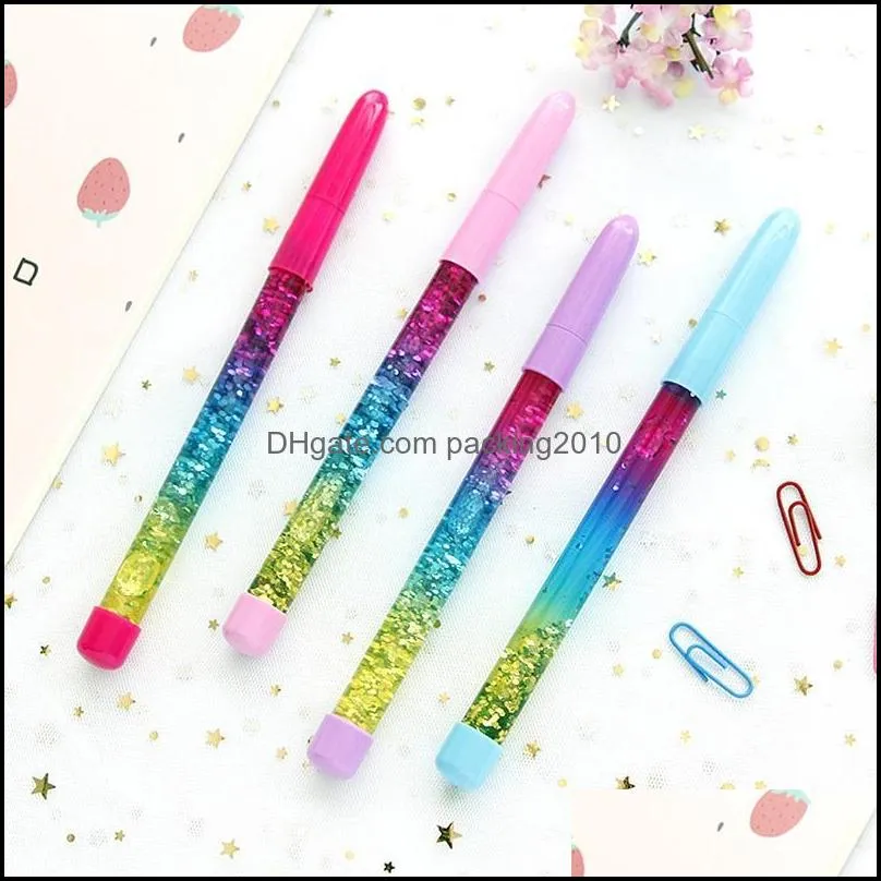 Cute 0.7mm Rainbow Color Fairy Stick Drift Sand Glitter Crystal Ball Point Pen P82A