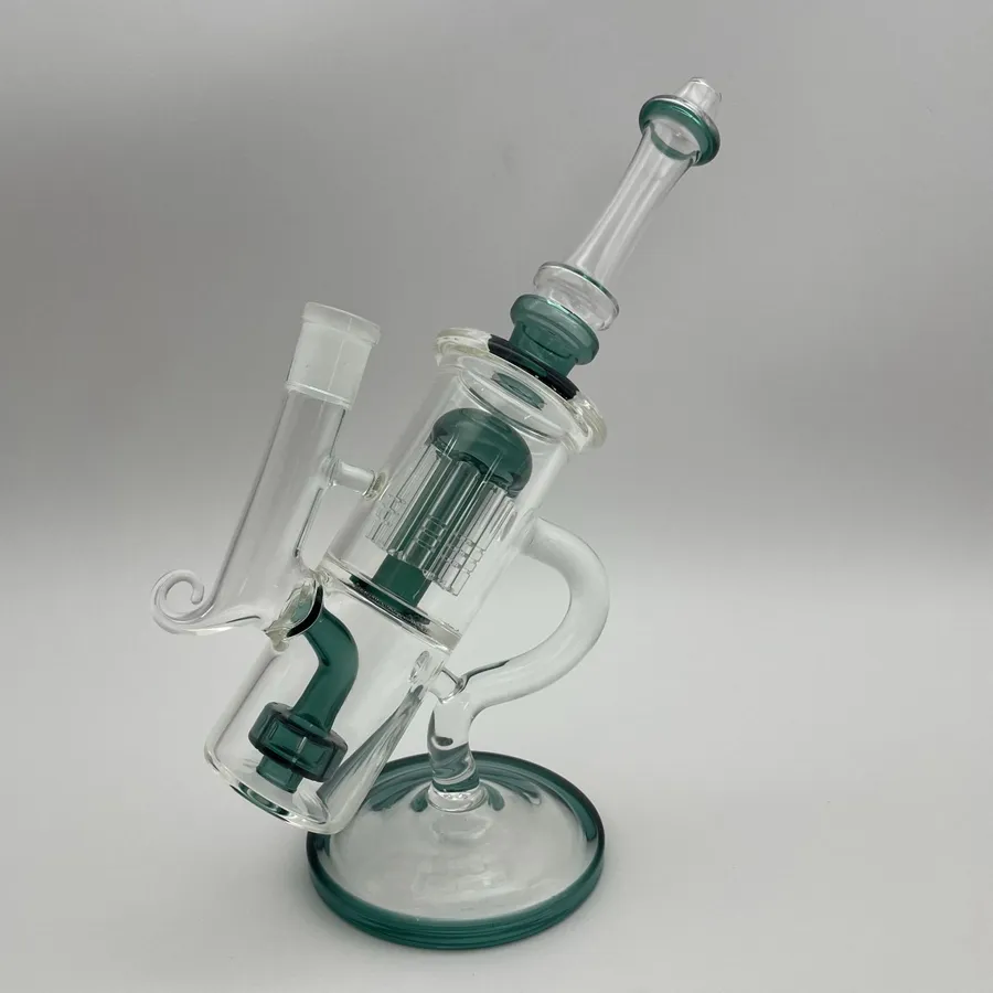 NEW Unique Glass Bong Clear Hookahs Pipe Recycler Dab Rig comb and Inline Perc Oil Rigs 14.5mm Joint Bongs Water Pipes Percolator