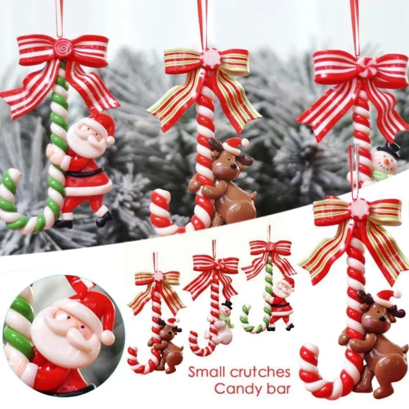 Decorações de Natal Decoração de árvore Papai Noel boneco de neve Pingente de doces pendurado pequeno decoração home cana 2022 ornamentos A4R6