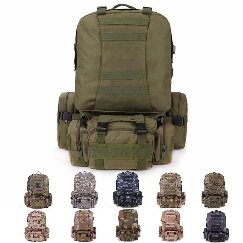 Torby na świeżym powietrzu Tactical Torba Molle Nylon Plecak Wojskowy Plecak Army Sport Camping Piesze wycieczki Polowanie Travel Camouflage