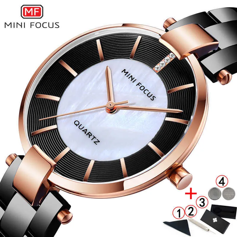 Minifocus Luxury Elegant Kvinna Titta Vattentät Ultra Tunna Kvinnor Armbandsur Rostfritt Stål Kvinna Klocka Montre Femme 210527