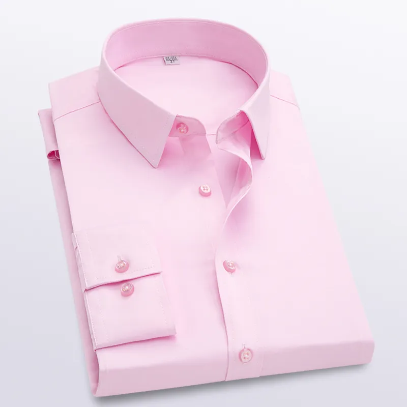 17 Artı Boyutu Yeni Oxford Kumaş 100% Pamuk Hareketi Rahat Slim Fit Düğme Yaka Iş Erkekler Casual Gömlek TM005 210316 Tops