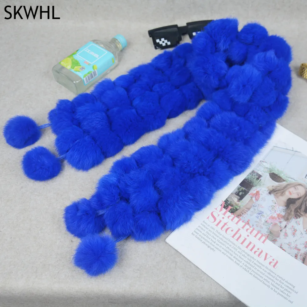 Kvinnor Naturlig Rabbit Fur Scarf Winter Warm Neckerchief Lady Ring Scarves Wholesale Retail