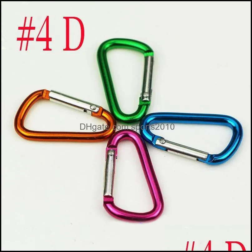 New shape hook #4#5 Carabiner Snap Hook Hanger Keychain Hiking Camping Colorful Aluminum Spring Carabiner ring Fast Shipping