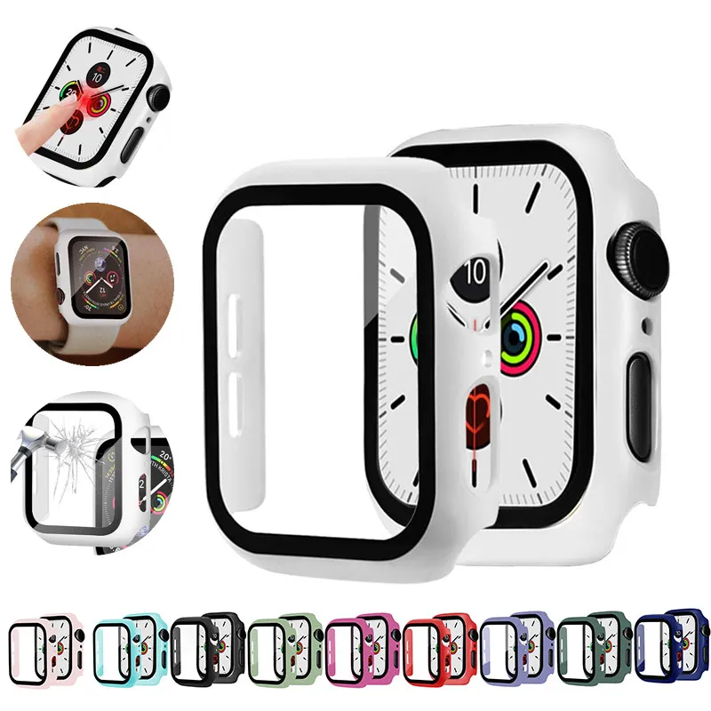 Apple Watchシリーズ3 4 5 6 7 8 Ultra IWatch 49mm 45mm 44mm 41mm 38mm 40mmバンパースクリーンプロテクターカバーアクセサリーのケース付きガラス