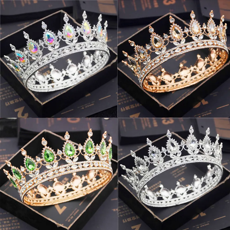 Bruid Royal Purple Crystal Queen King Tiaras en Crowns Bridal Pageant Diadeem Hoofd Ornament Bruiloft Haar Sieraden Accessoires