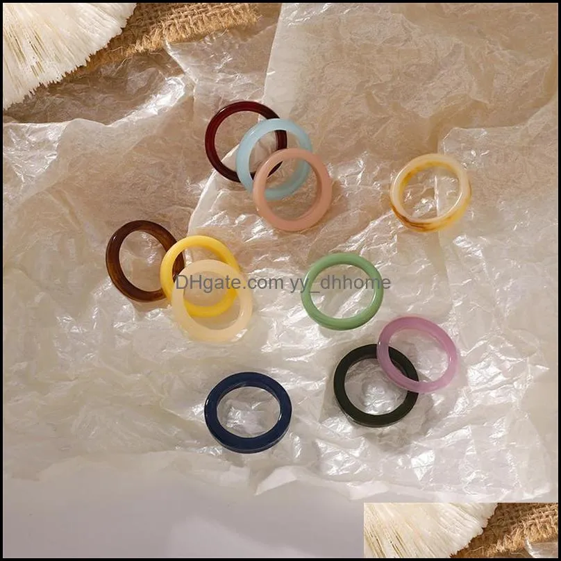 Cluster Rings Japanese Korean Style Girl Creative Acrylic Simple  Candy Color Index Finger For Women Fashion Jewelry Accessories