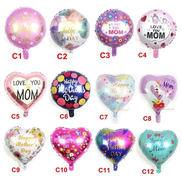 Aluminum Foil Balloon Party Decoration Happy Mother`s Day Balloon Heart Balloons for Birthday Supplies / 