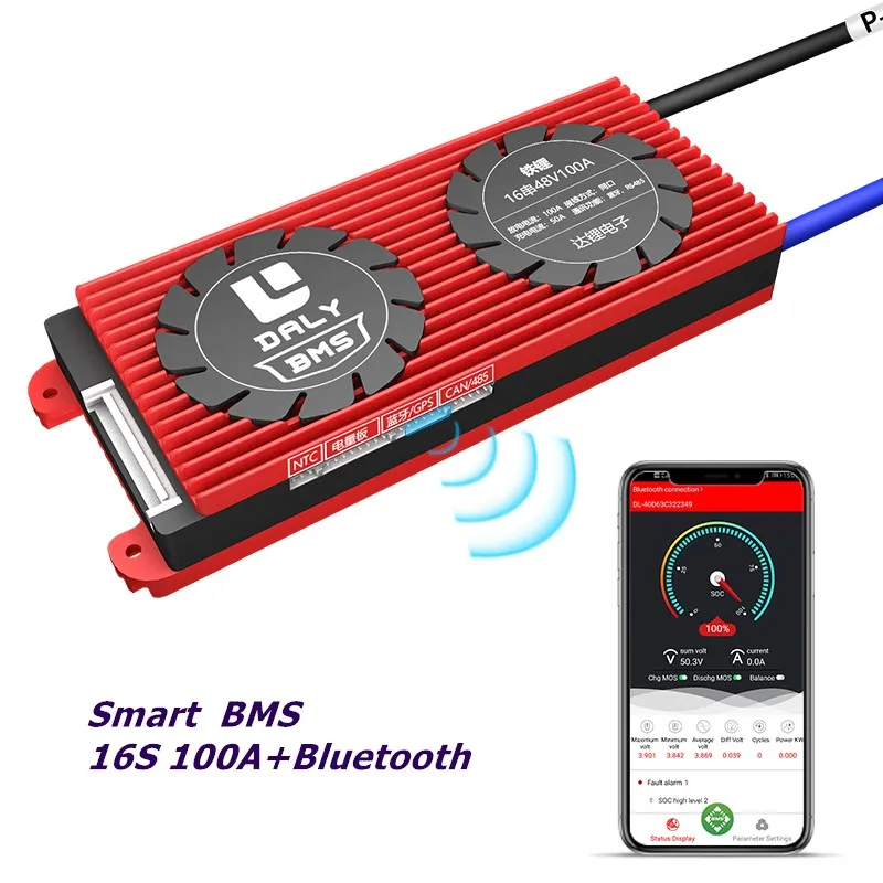 Daly Smart Protectors 16S 30A ~ 500A lifepo4 BMS 48V интеллектуальная система управления батареями Pcm Батарейная плата Контроль температуры