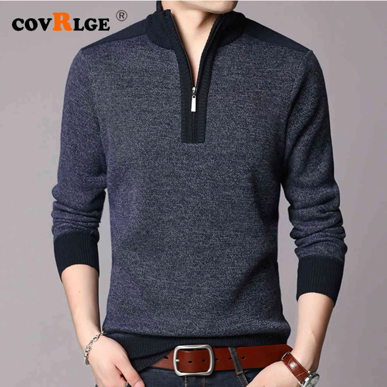 Cashmere Sweater Men Clothes Spring Autumn Winter Thick Warm Wool Pullover Men Casual Zipper Turtleneck Pull Homme MZM063 211109