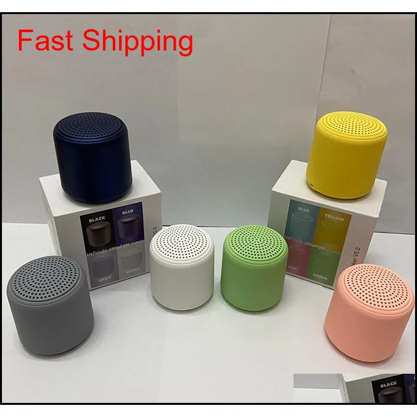 inpods little fun mini portable wireless bluetooth speakers stereo sound dual pairing bt5.0 tws outdoor mp3 player column macaron