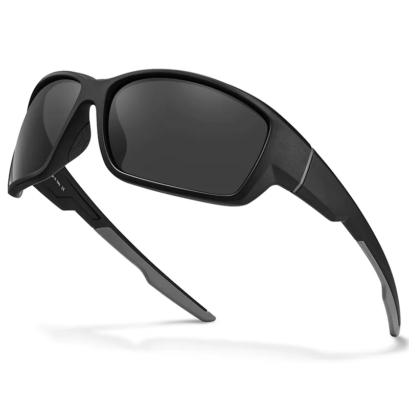 Occhiali Piscina Occhiali Da Sole Polarizzati UV400 - Lenti A Specchio Lucide, Montatura Nera Opaca, Stile Rettangolare, Unisex Occhiali Da Sole Da Uomo Colorati - Foto 5