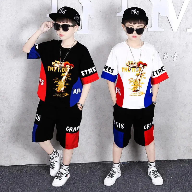 Ensembles de vêtements été garçons tenues lettre T-shirt pantalon court 2 pièces enfants sport 6 8 10 12 ans enfants garçon vêtements survêtement décontracté