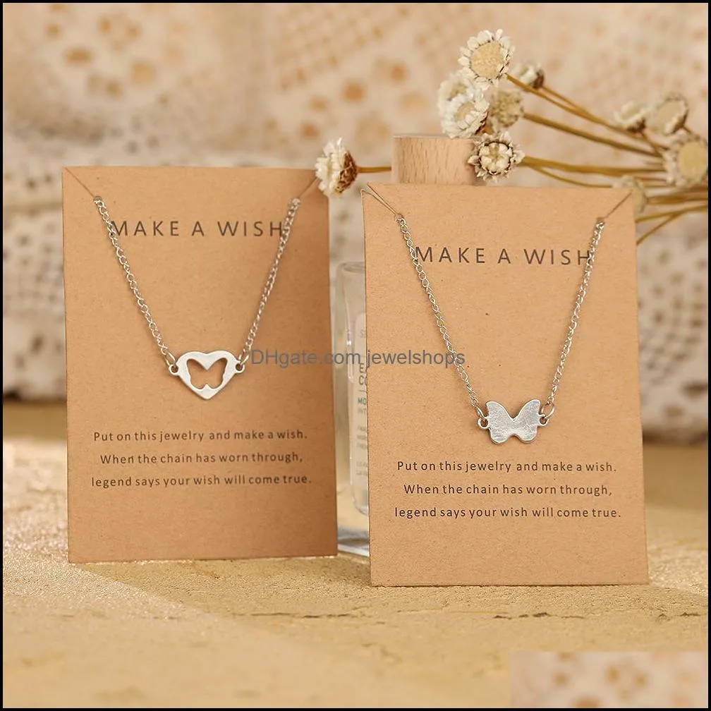 Friendship Couples Metal alloy 2pcs/set Love Heart Butterfly Sisters best friends necklace Women Man Lucky Wish Jewelry