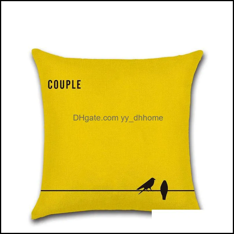 Pillow Covers Cushion Linen Cotton Cover Letter LOVE Pillow Case Geometric 45X45cm Thin for Bedroom Home Decorative